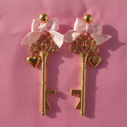 Coquette key earrings