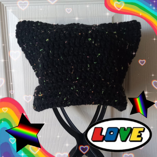 Rainbow confetti cat beanie