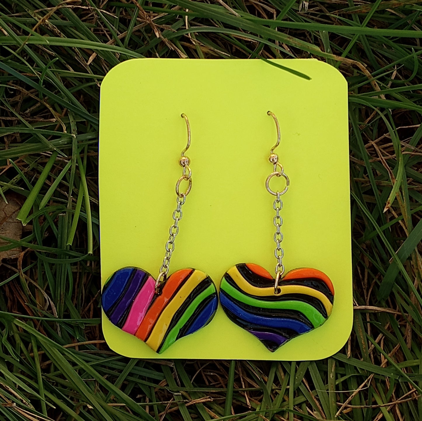 Neon nights heart earrings