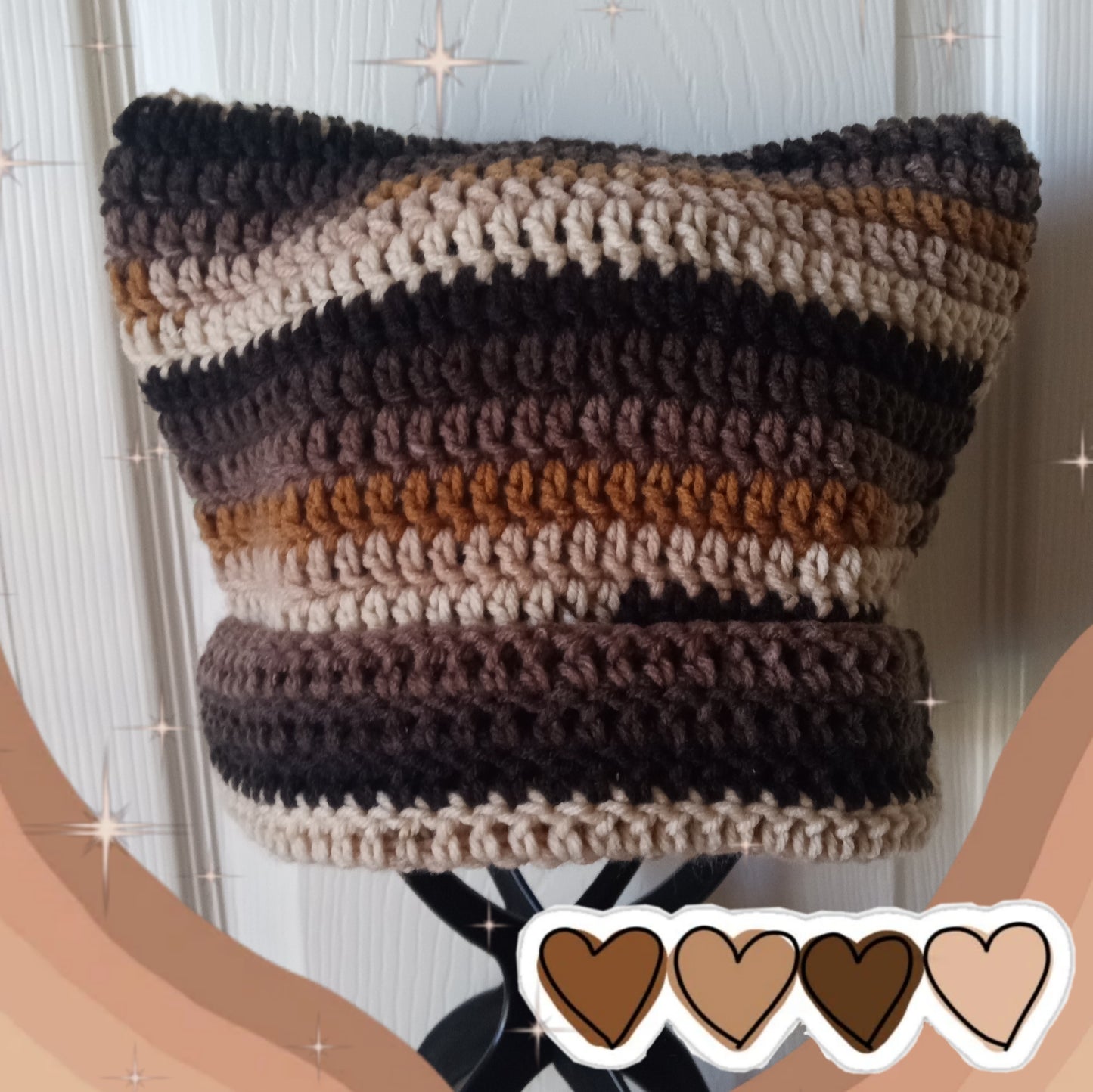 Brown gradient cat beanie